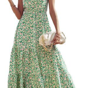 Women's Summer Floral One Shoulder Maxi Dress Knot Ruffle Boho Beach Vacation We